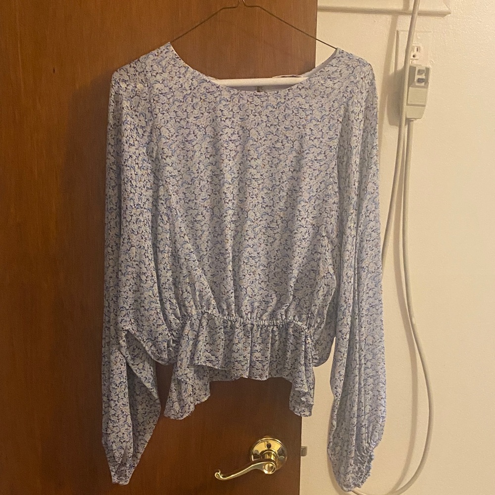 LoveShackFancy Blue Floral Blouse